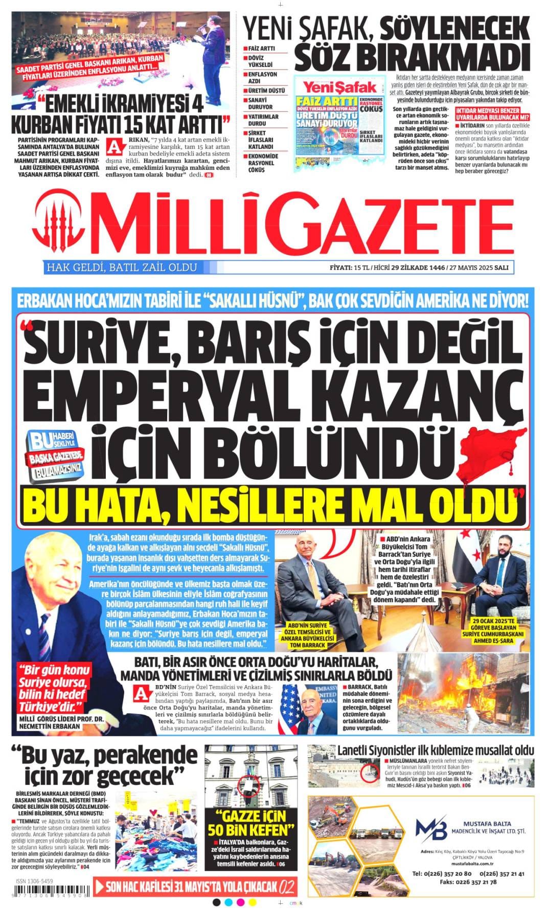 Gazetelerin bugünkü manşetlerinde ne var? İşte 27 Mayıs 2025’in ana başlıkları 8