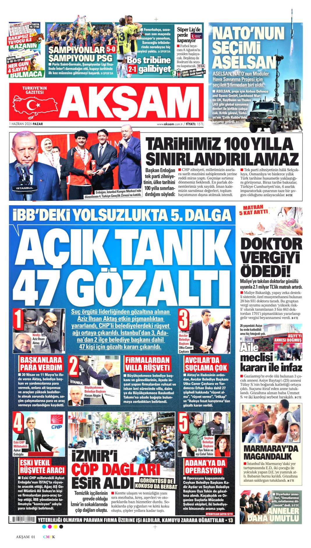 Akşam gazetesi manşeti