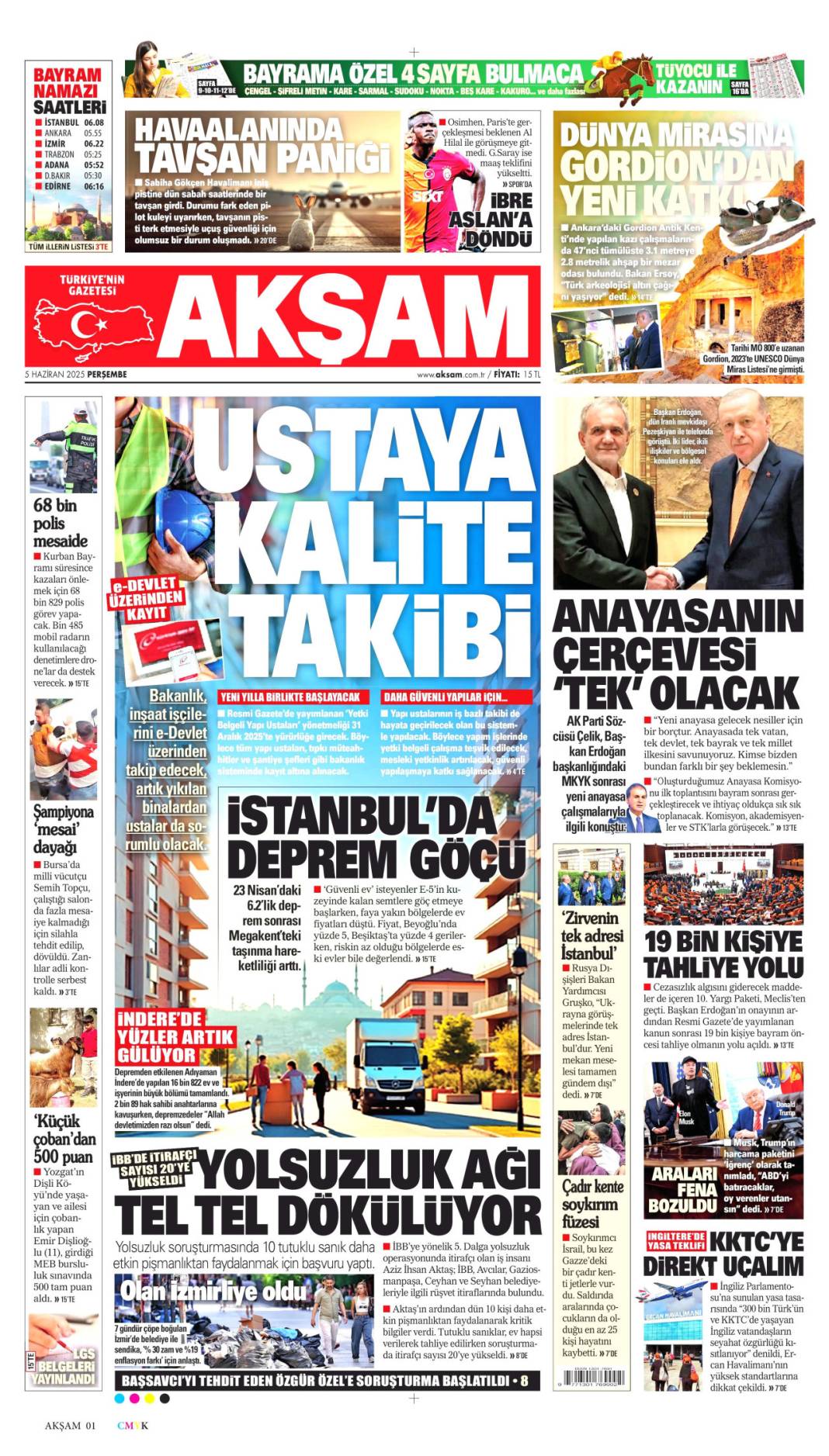 Gazeteler bugün ne yazdı? İşte 5 Haziran’ın manşetleri 14