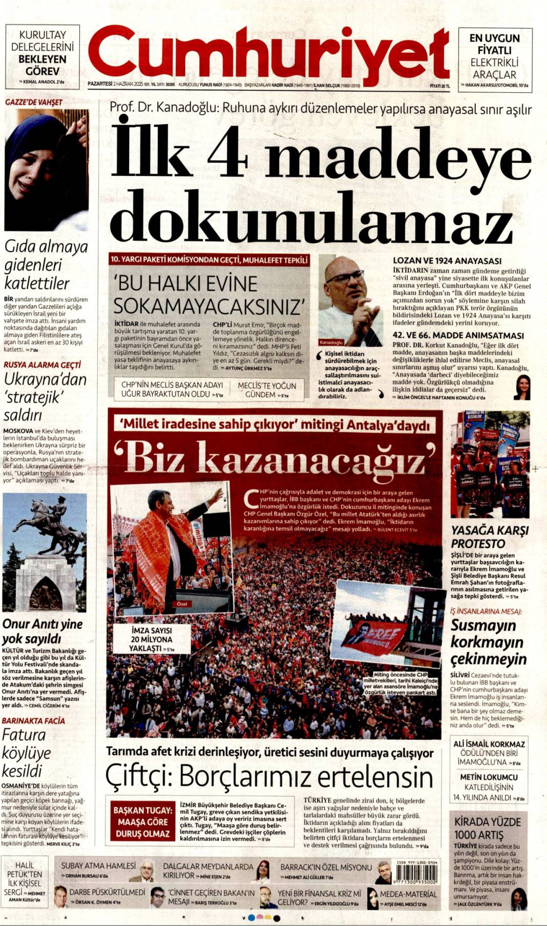 Gazeteler bugün ne yazdı? İşte 2 Haziran Pazartesi manşetleri... 1