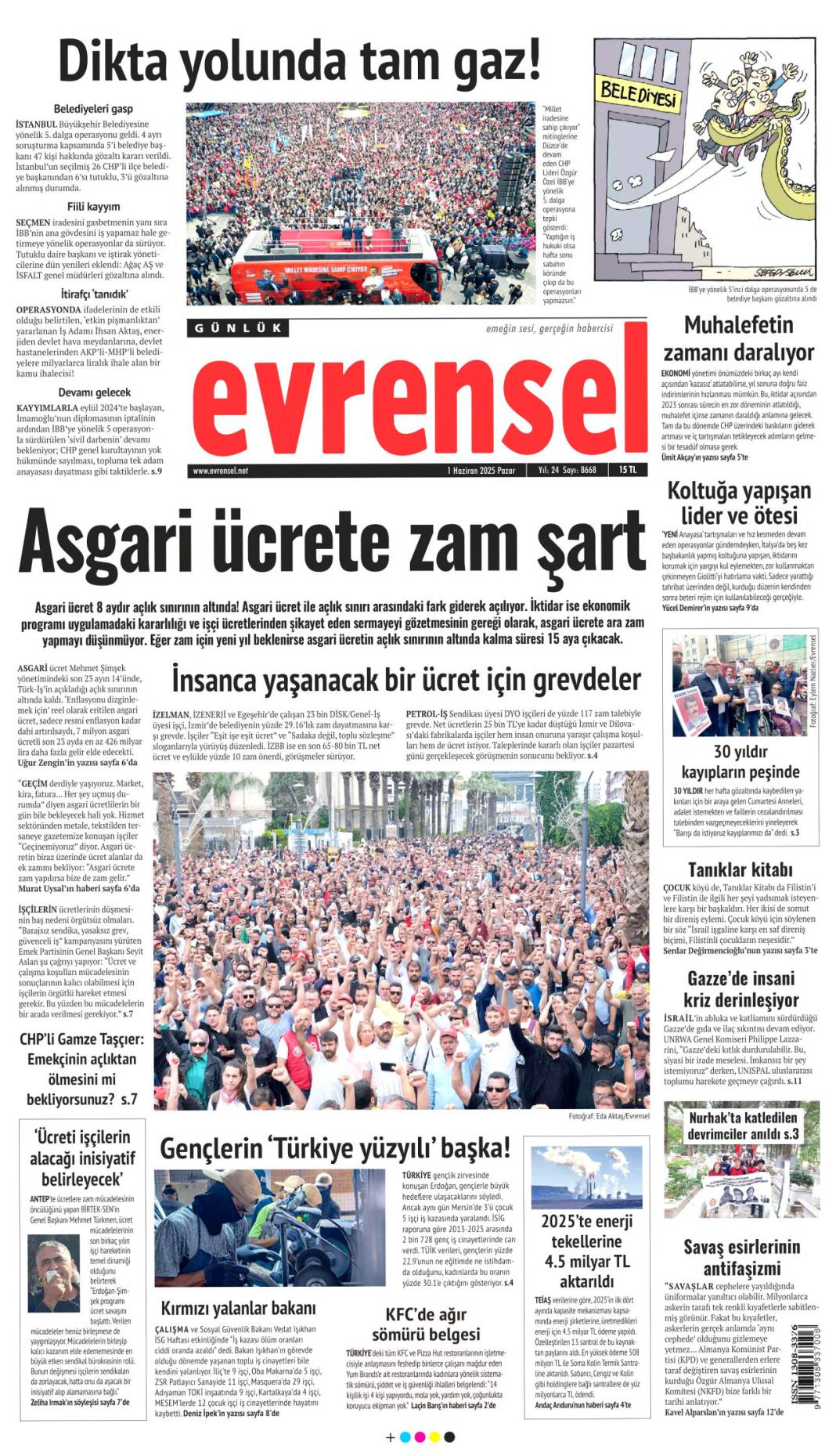Evrensel gazetesi manşeti