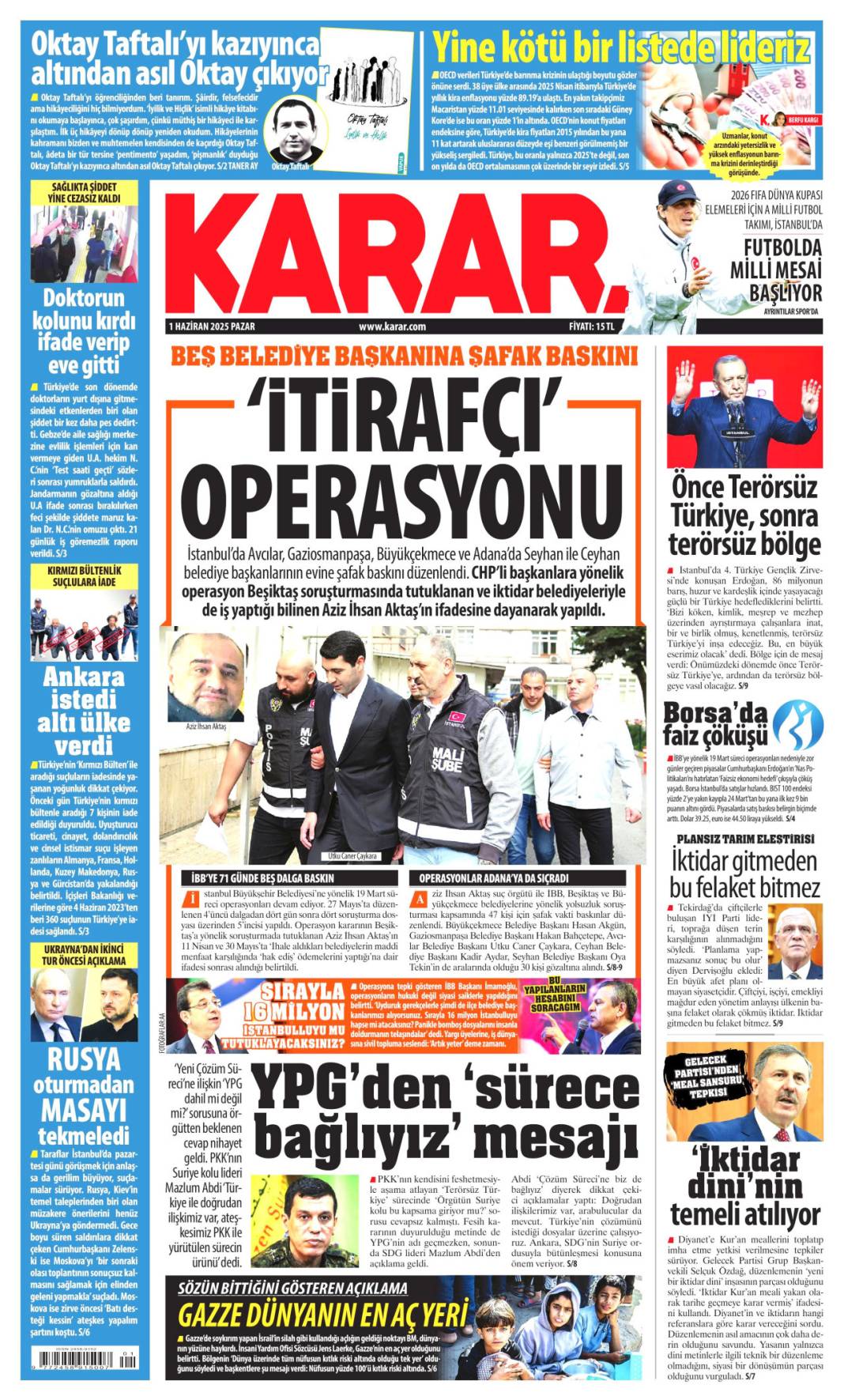 Karar gazetesi manşeti