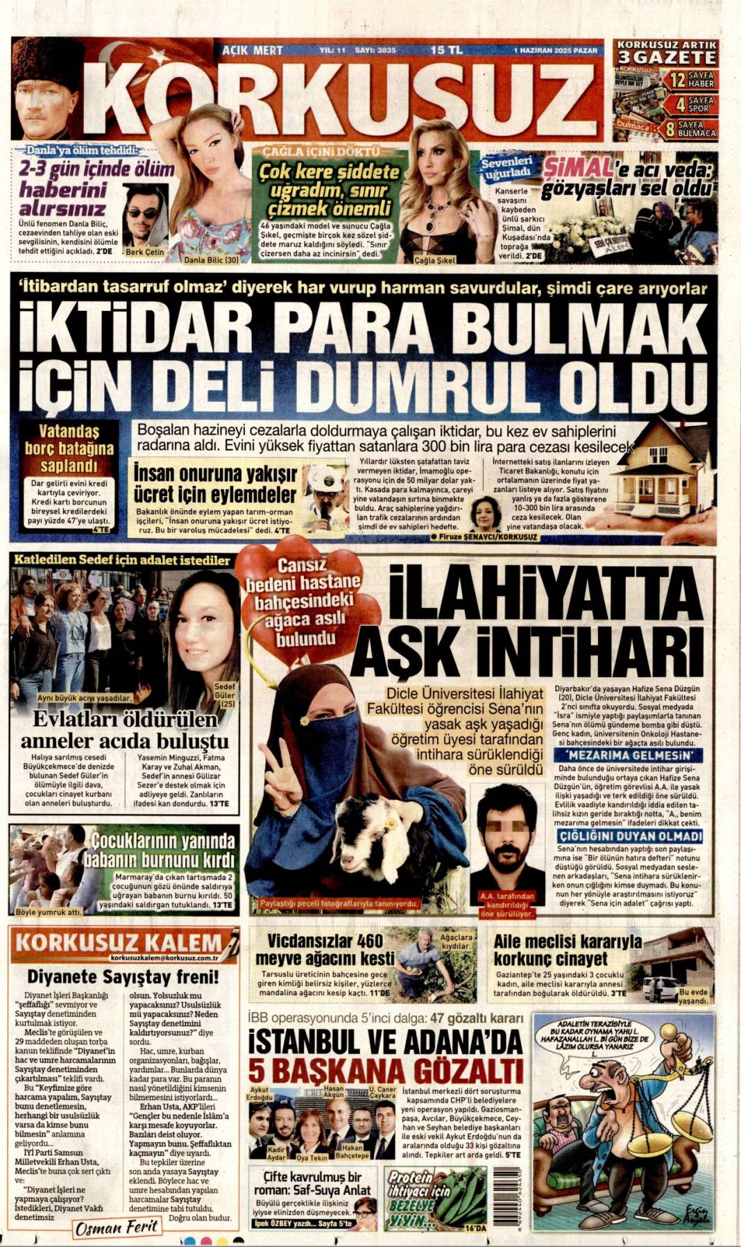 Korkusuz gazetesi manşeti