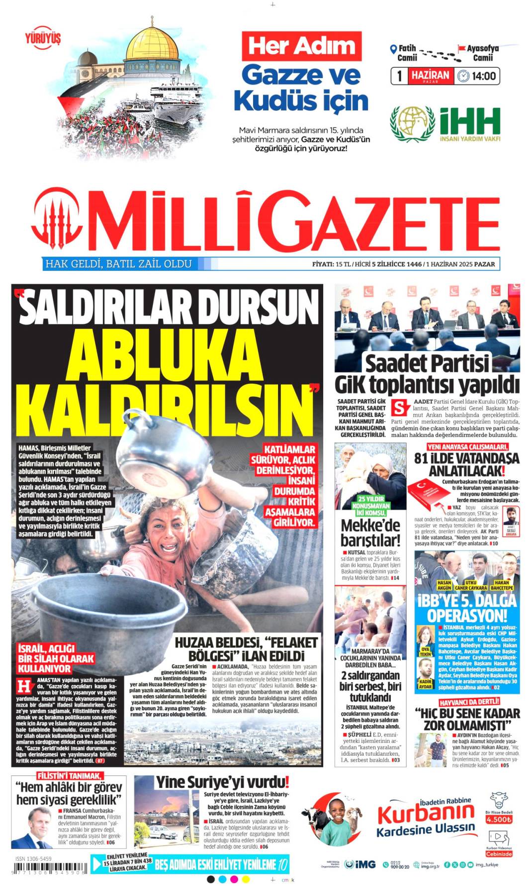 Milli Gazete manşeti