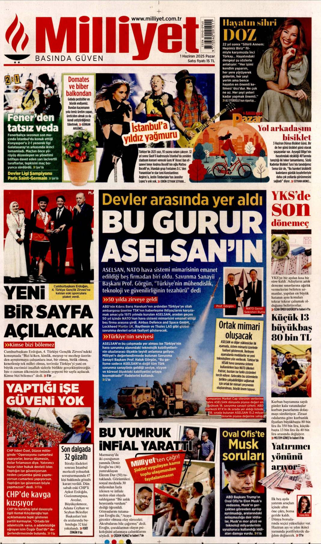 Milliyet gazetesi manşeti