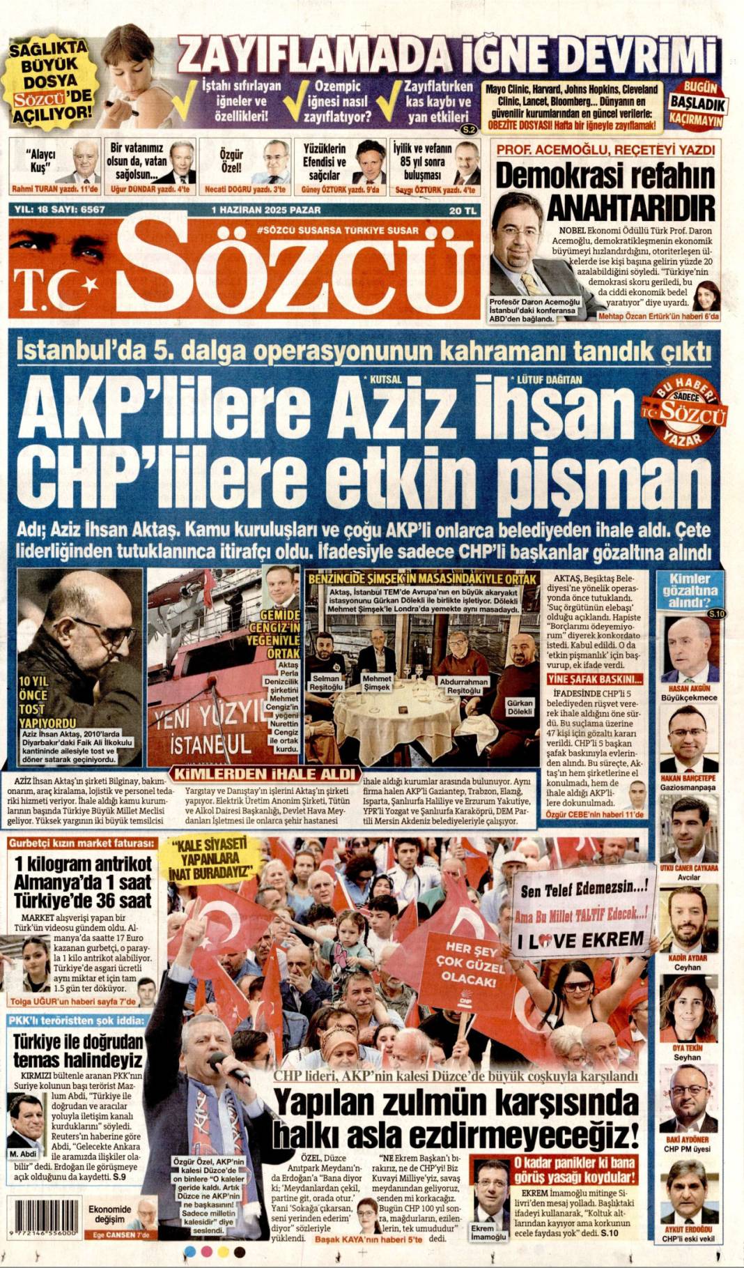 Sözcü gazetesi manşeti