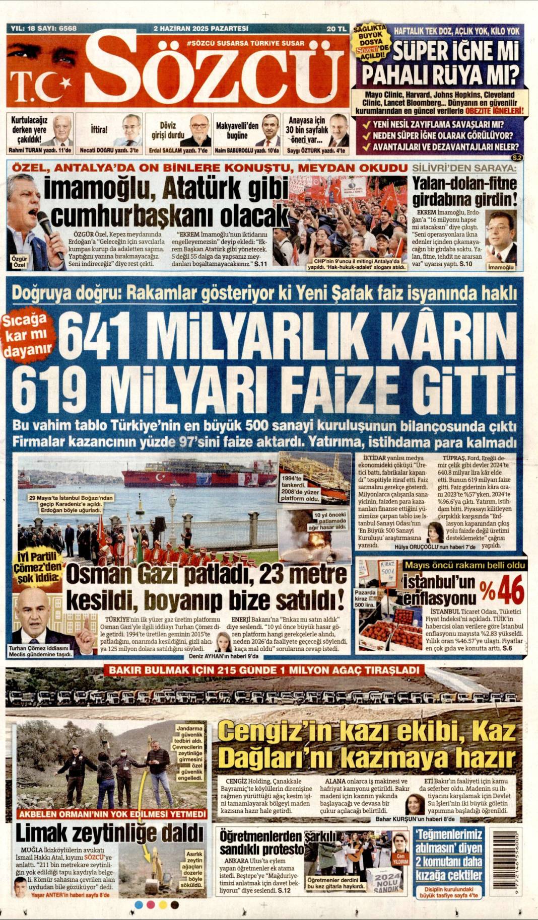 Gazeteler bugün ne yazdı? İşte 2 Haziran Pazartesi manşetleri... 6