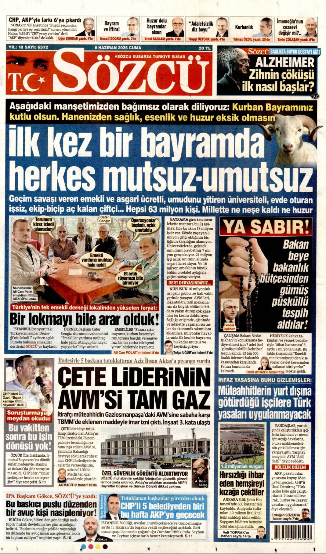 Bugün hangi gazete ne dedi? İşte 6 Haziran’ın manşetleri 8
