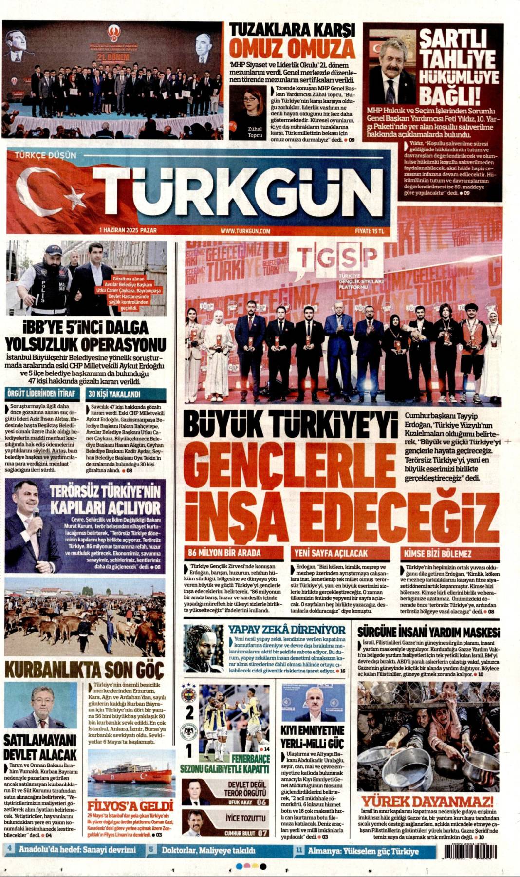 Türk Gün gazetesi manşeti