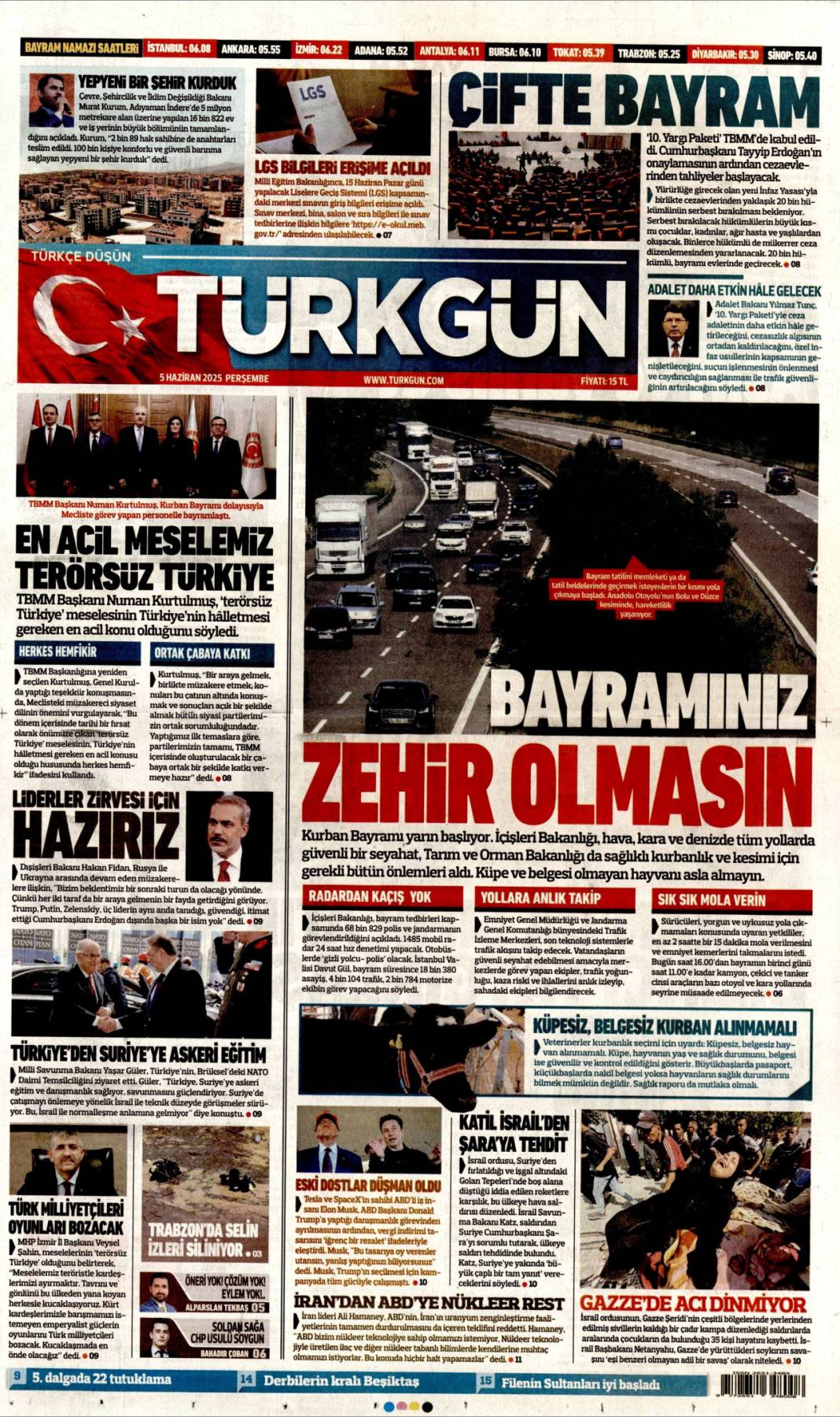 Gazeteler bugün ne yazdı? İşte 5 Haziran’ın manşetleri 6