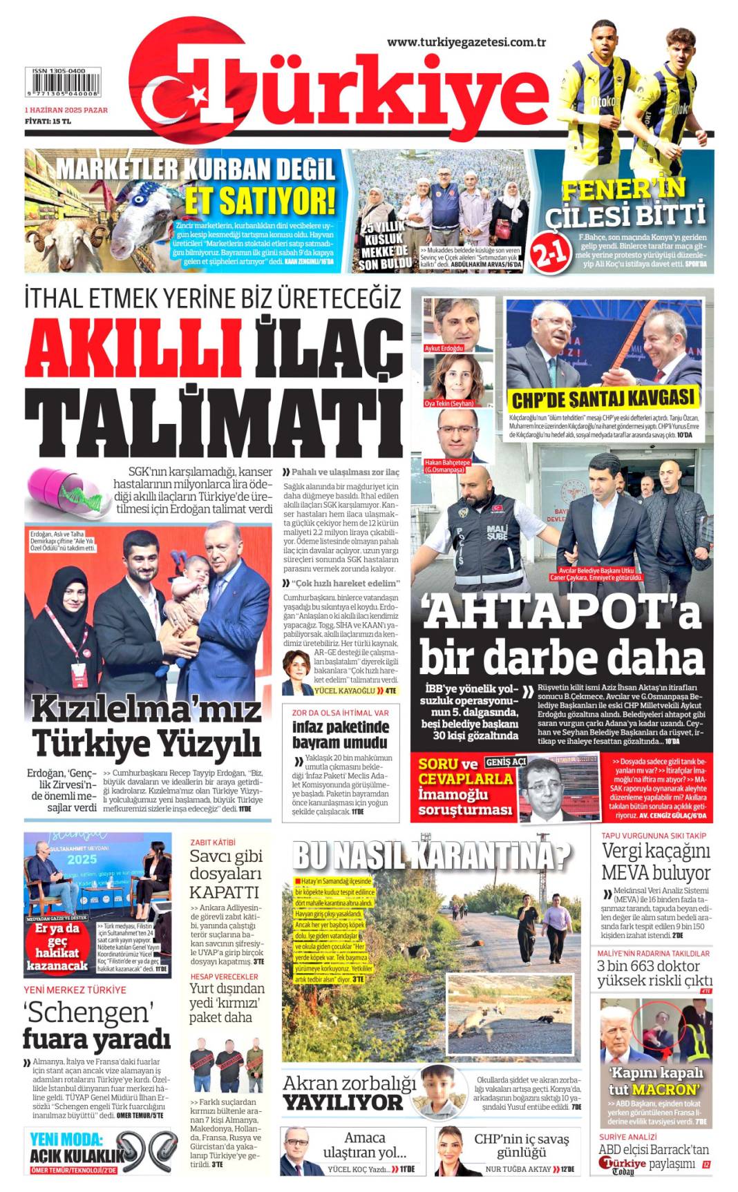 Türkiye gazetesi manşeti