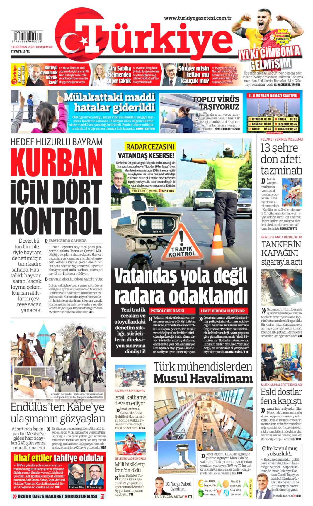 Gazeteler bugün ne yazdı? İşte 5 Haziran’ın manşetleri 12
