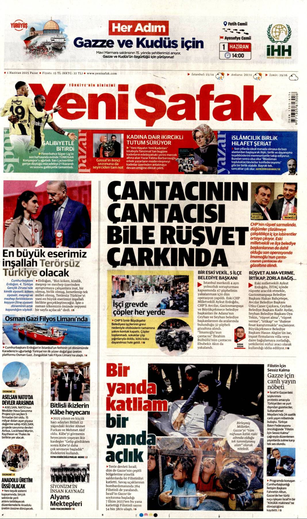 Yeni Şafak gazetesi manşeti