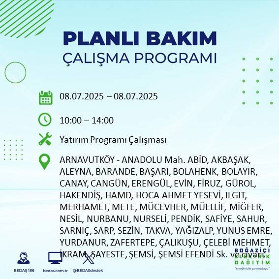 BEDAŞ’tan uyarı: Bu sokaklarda elektrik olmayacak! 5