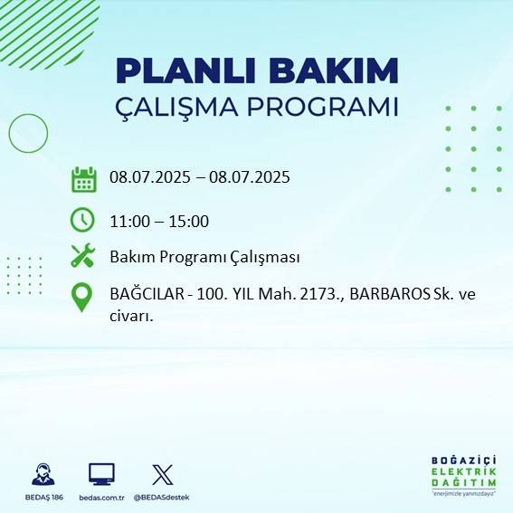 BEDAŞ’tan uyarı: Bu sokaklarda elektrik olmayacak! 12