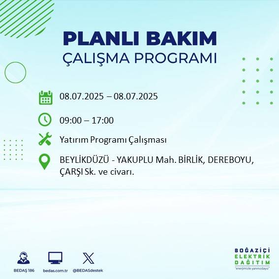 BEDAŞ’tan uyarı: Bu sokaklarda elektrik olmayacak! 36