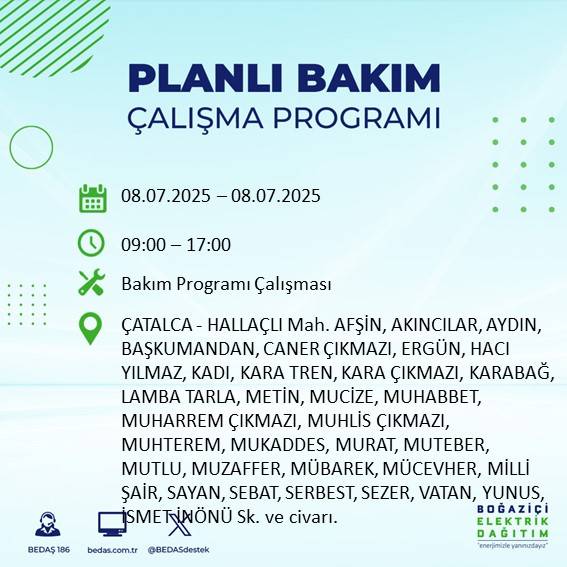 BEDAŞ’tan uyarı: Bu sokaklarda elektrik olmayacak! 34