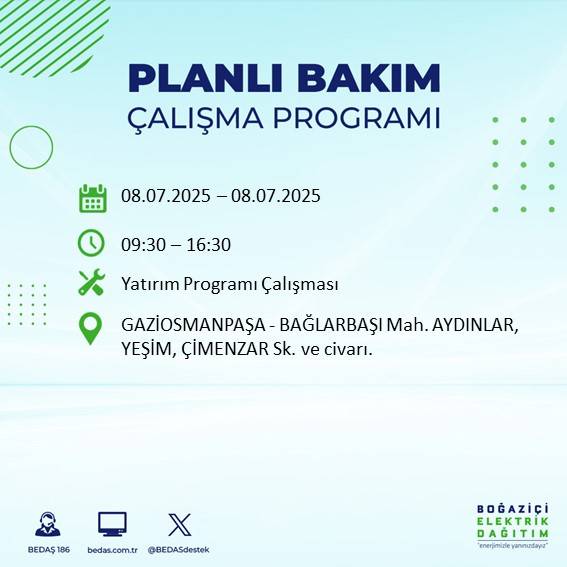 BEDAŞ’tan uyarı: Bu sokaklarda elektrik olmayacak! 61