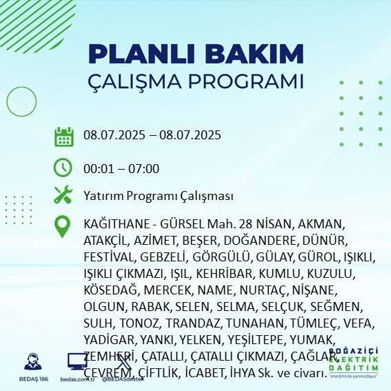 BEDAŞ’tan uyarı: Bu sokaklarda elektrik olmayacak! 63