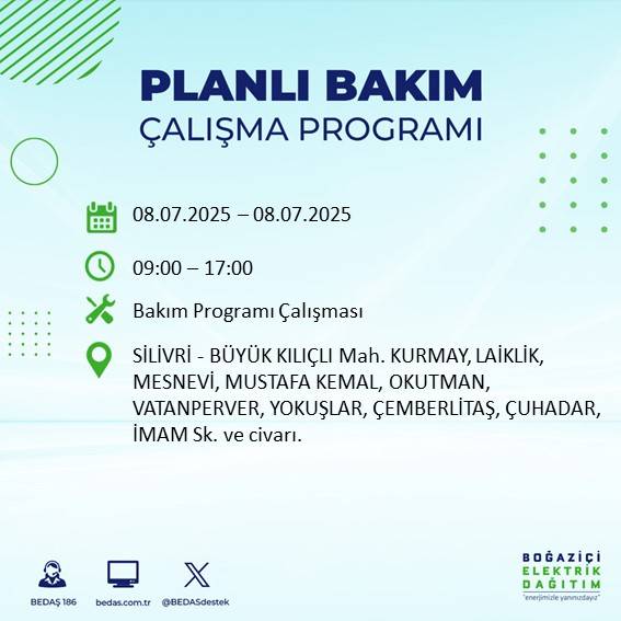 BEDAŞ’tan uyarı: Bu sokaklarda elektrik olmayacak! 84