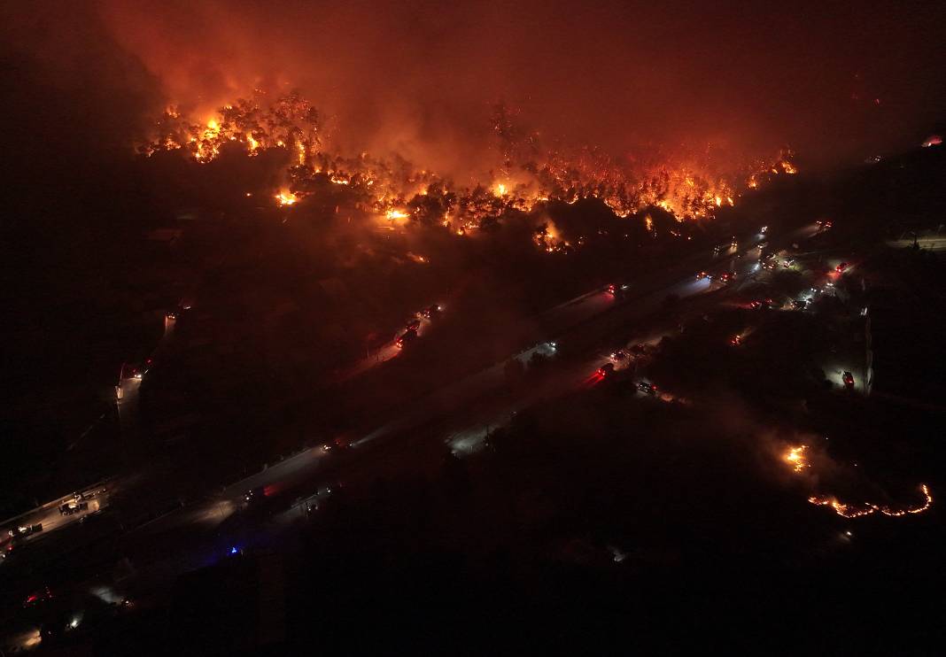 Yangınlardan geriye kül olan ağaçlar ve evler kaldı 2