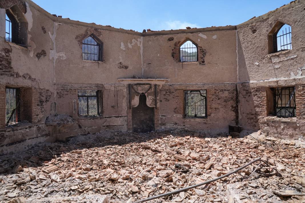 Yangınlardan geriye kül olan ağaçlar ve evler kaldı 10