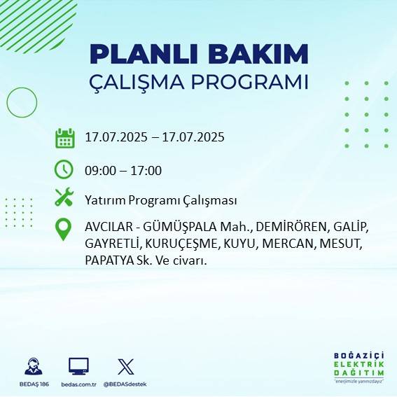 İstanbul karanlığa gömülecek: BEDAŞ saatini açıkladı 84