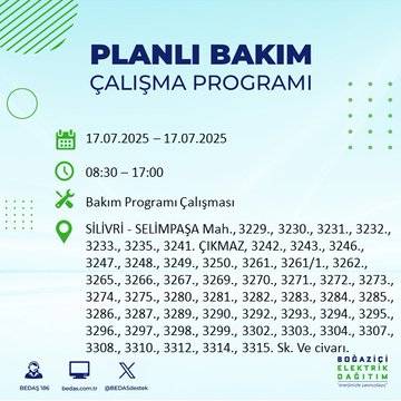 İstanbul karanlığa gömülecek: BEDAŞ saatini açıkladı 19