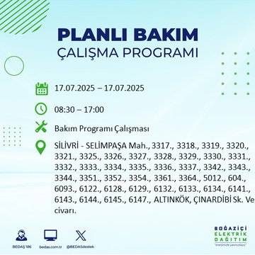 İstanbul karanlığa gömülecek: BEDAŞ saatini açıkladı 18