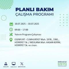 İstanbul’da elektrik kesintisi alarmı! Hangi semtler etkilenecek? 13