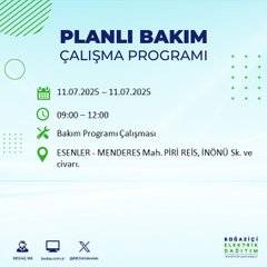 İstanbul’da planlı elektrik kesintisi! BEDAŞ saat ve sokak verdi 76