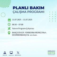 İstanbul’da planlı elektrik kesintisi! BEDAŞ saat ve sokak verdi 14