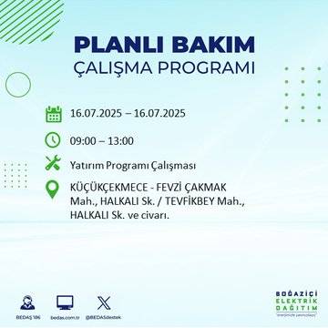 BEDAŞ uyardı:  16 Temmuz'da İstanbul'un bu ilçelerinde elektrikler kesilecek 8