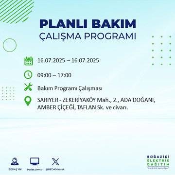 BEDAŞ uyardı:  16 Temmuz'da İstanbul'un bu ilçelerinde elektrikler kesilecek 37