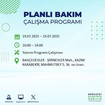 İstanbul'da elektrik kesintisi olacak ilçeler belli oldu 14