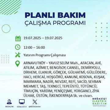 İstanbul'da elektrik kesintisi olacak ilçeler belli oldu 12