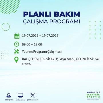 İstanbul'da elektrik kesintisi olacak ilçeler belli oldu 10