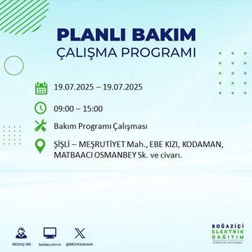 İstanbul'da elektrik kesintisi olacak ilçeler belli oldu 17
