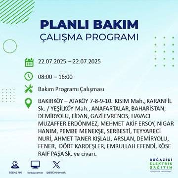 İstanbul’u karanlık bekliyor: Elektrikler bu saatlerde kesilecek 47