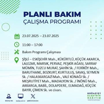 İstanbul’da elektrik kesintisi alarmı! Hangi semtler etkilenecek? 8