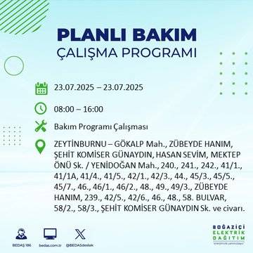 İstanbul’da elektrik kesintisi alarmı! Hangi semtler etkilenecek? 6