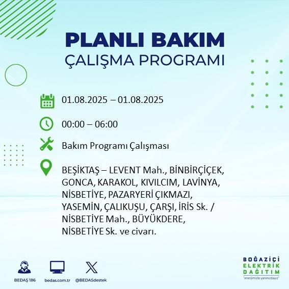 BEDAŞ duyurdu: 1 Ağustos’ta bu mahallelerde elektrik olmayacak! 37