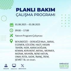 BEDAŞ duyurdu: 1 Ağustos’ta bu mahallelerde elektrik olmayacak! 32