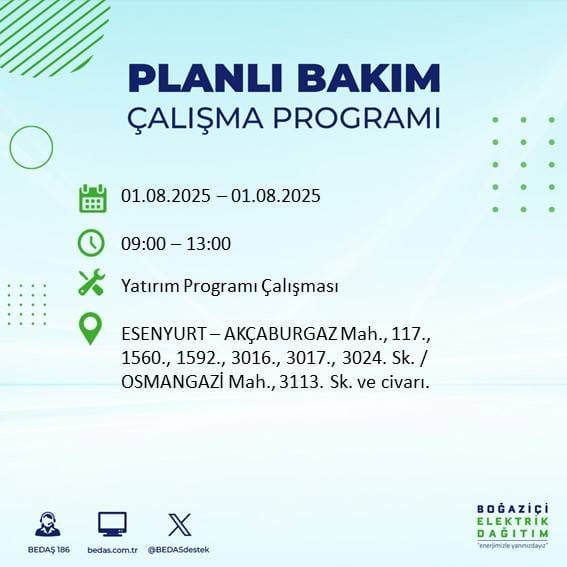 BEDAŞ duyurdu: 1 Ağustos’ta bu mahallelerde elektrik olmayacak! 38