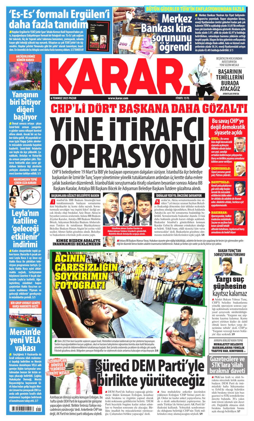 6 Temmuz Pazar günü gazete manşetleri 8