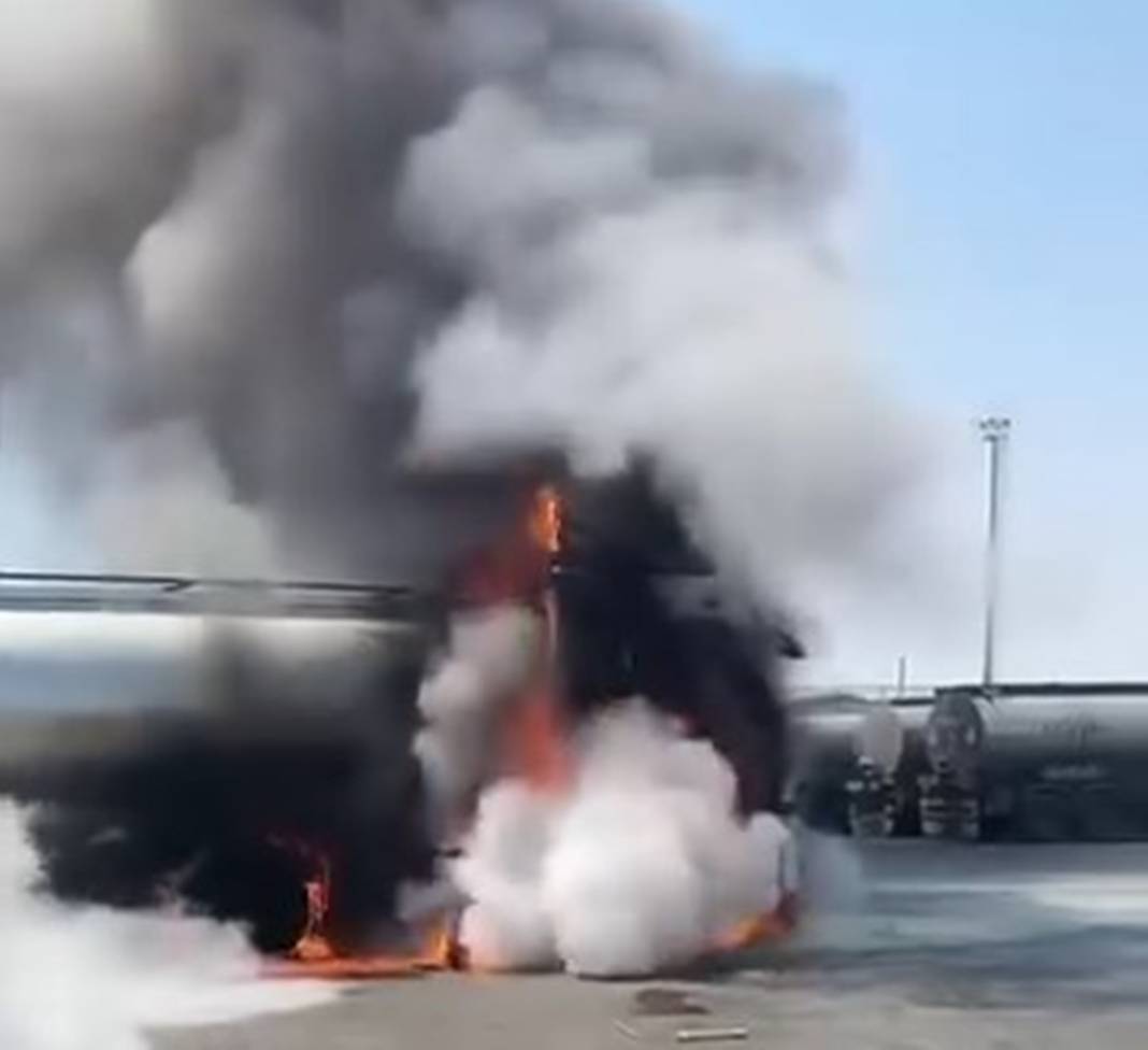 Sınırın yanı başında akaryakıt yüklü tanker alev alev yandı 3