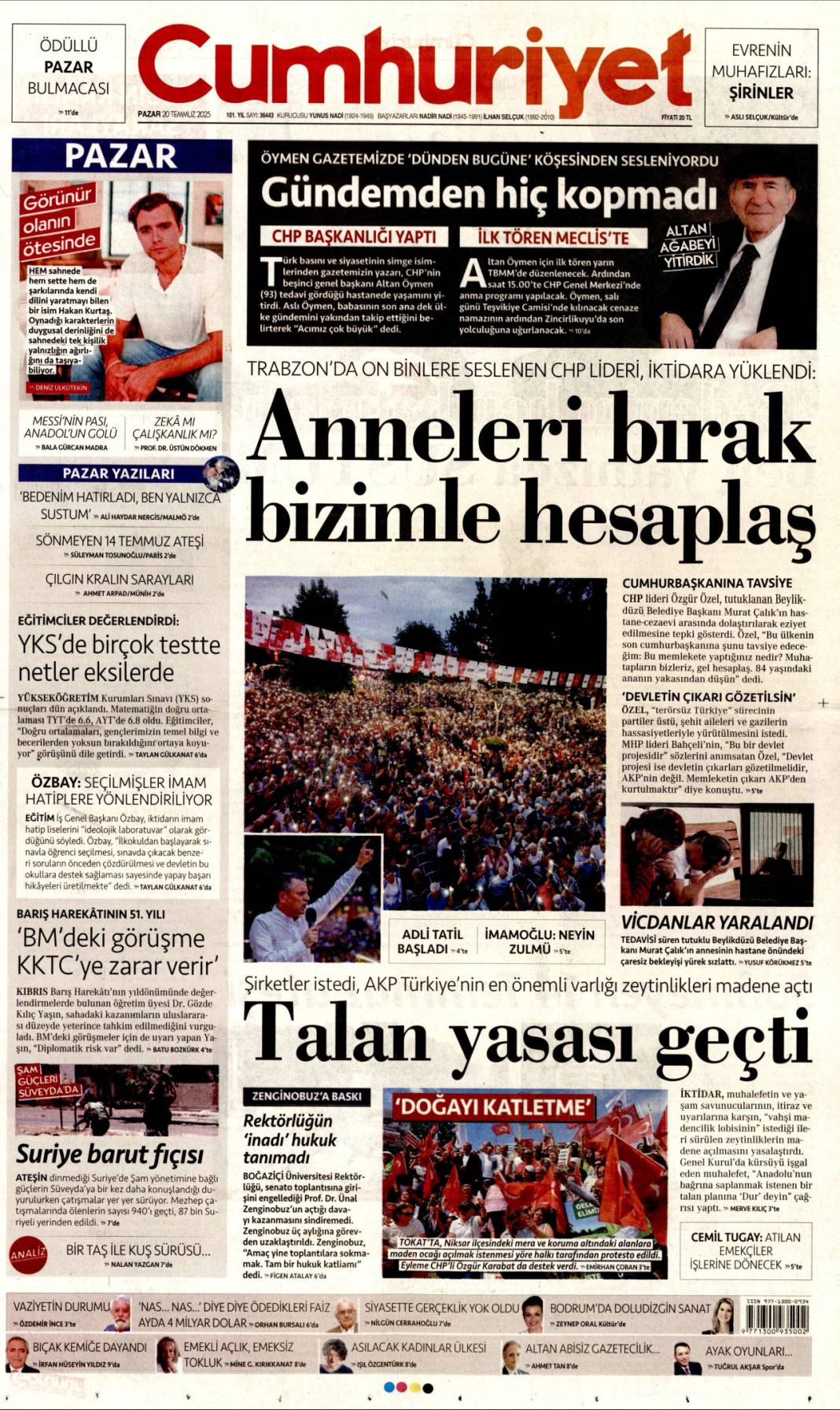 20 Temmuz manşetleri 12