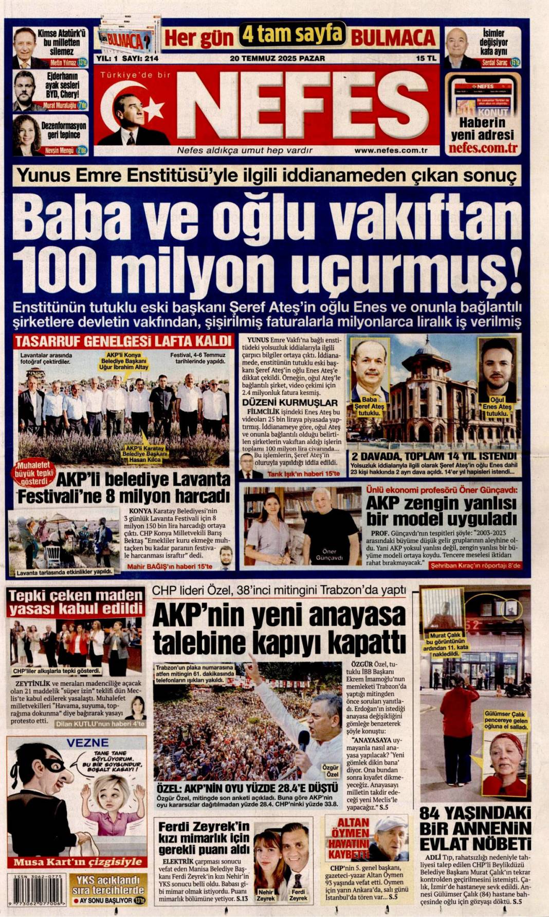 20 Temmuz manşetleri 6