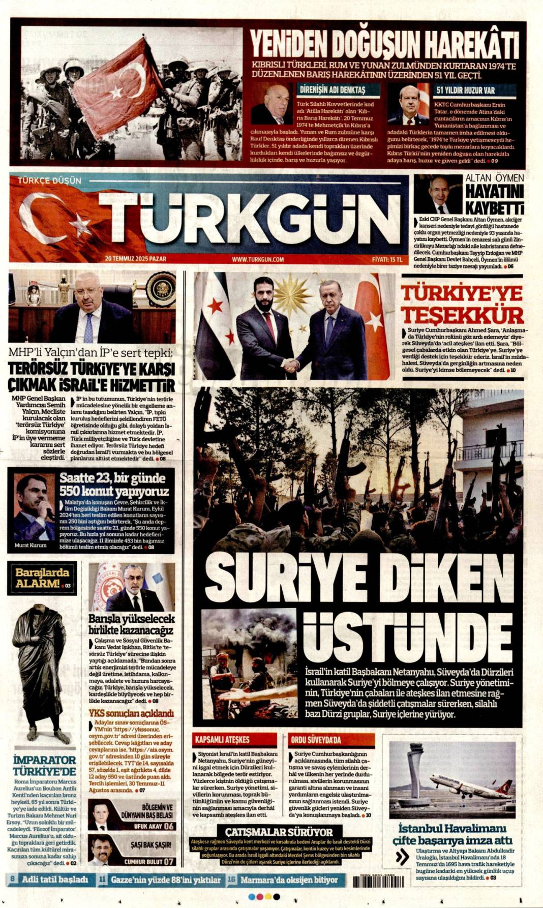 20 Temmuz manşetleri 3