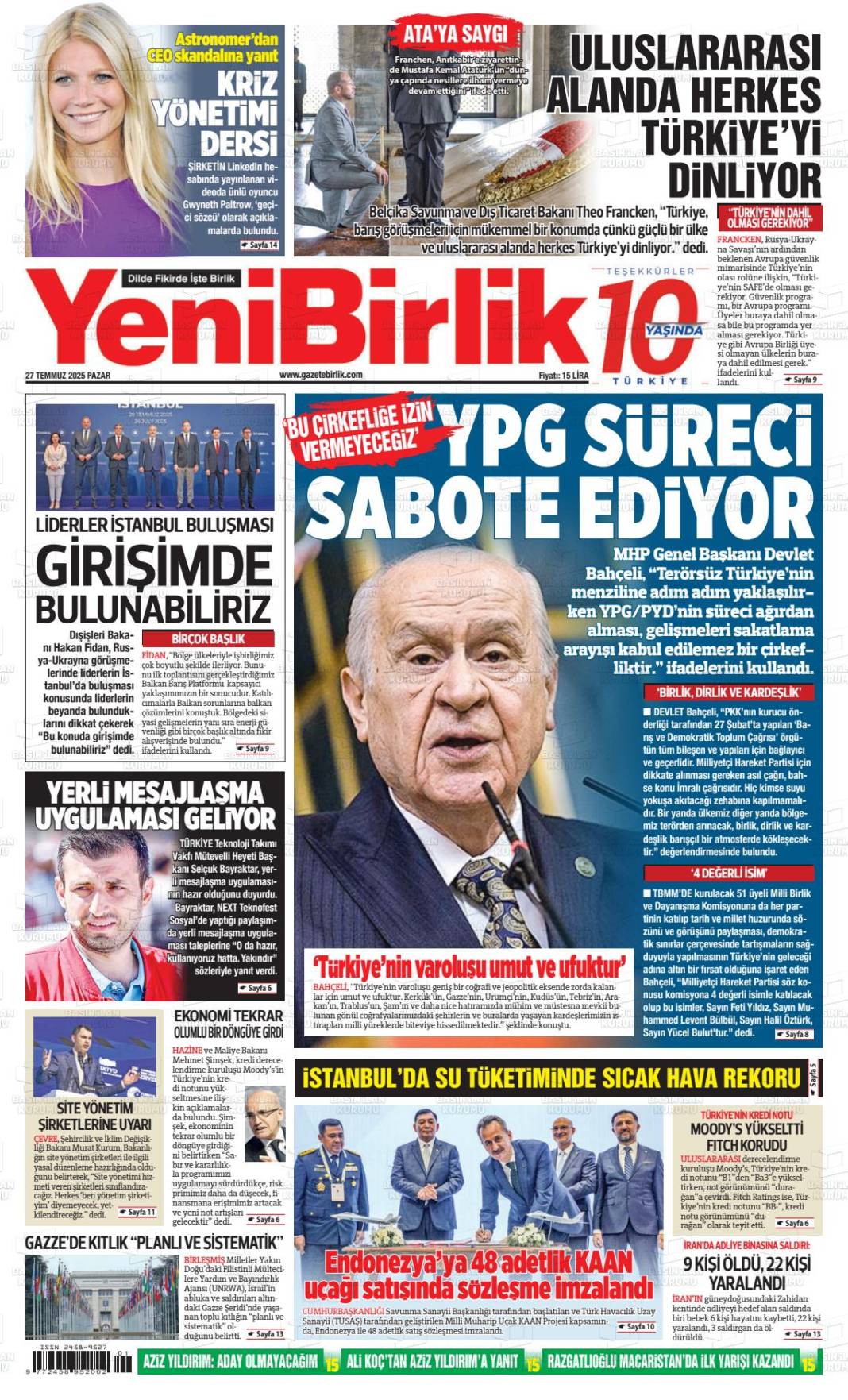 Gazeteler bugün ne yazdı? İşte 28 Temmuz gazete manşetleri... 16